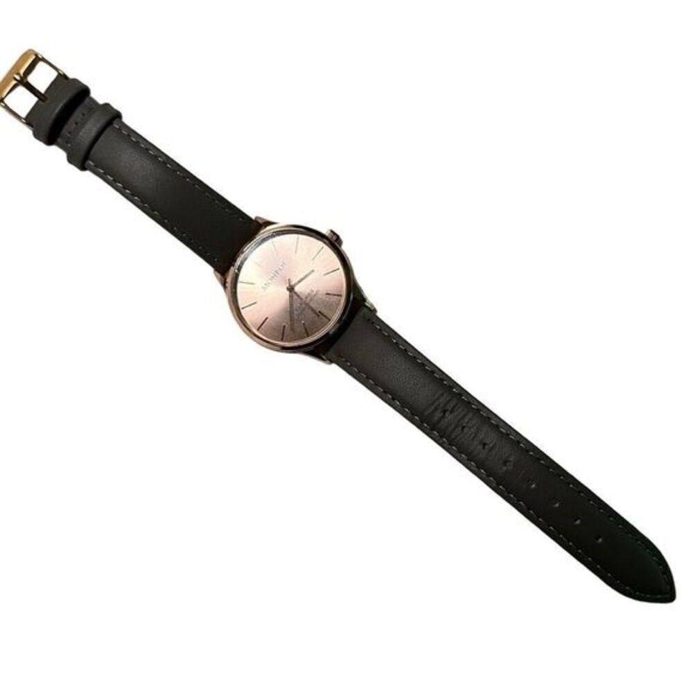 Monroe by Maestro women’s watch rose gold face with taupe genuine leather band‎